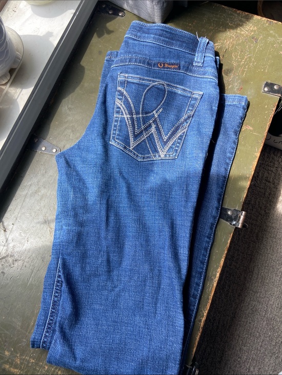Wrangler Denim - Wrangler Dark Blue Denim Jeans with Contrast Pocket Stitch
